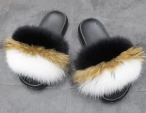 3 Colors Real Polar Fox Fur Slippers