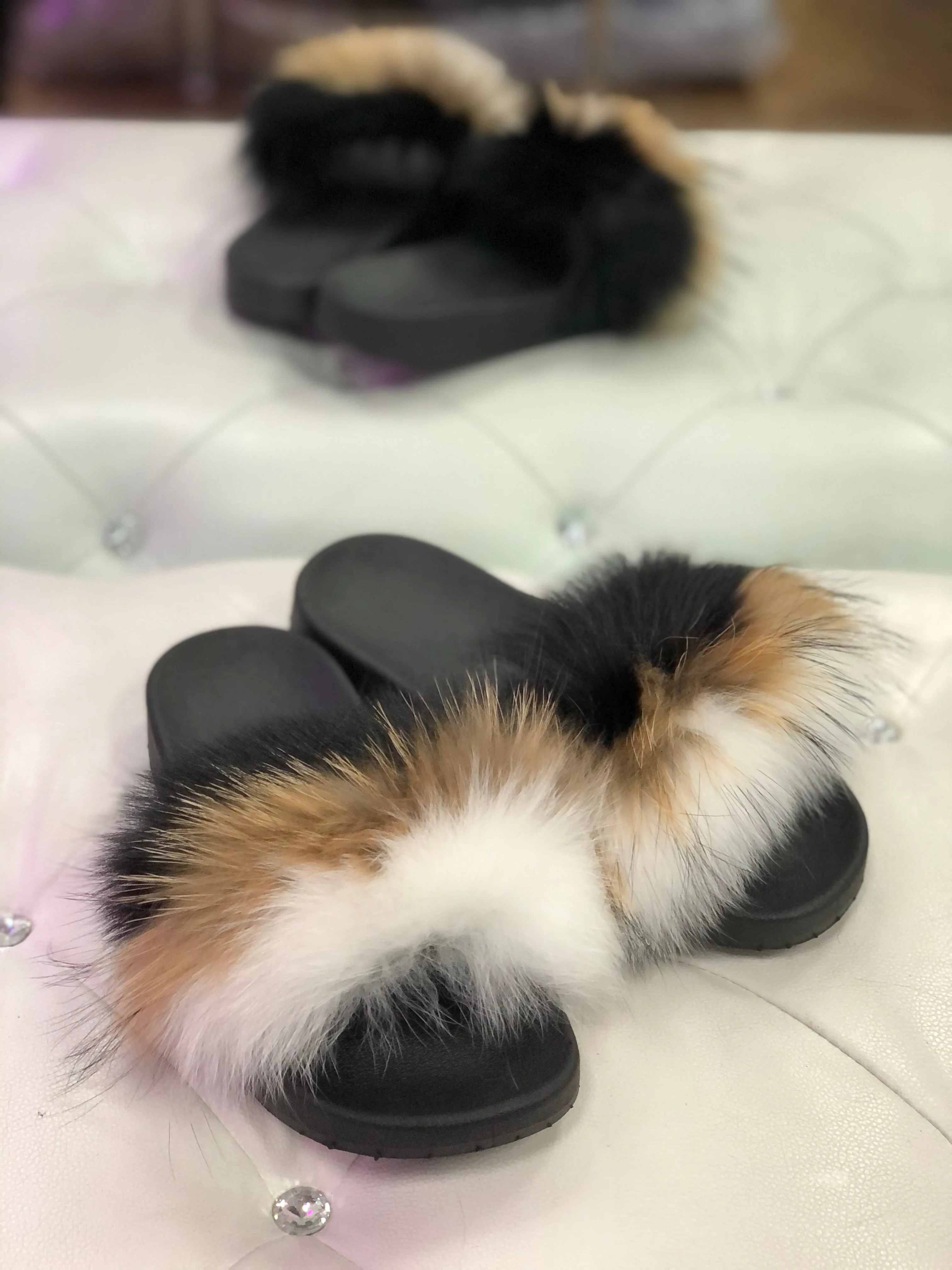 3 Colors Real Polar Fox Fur Slippers