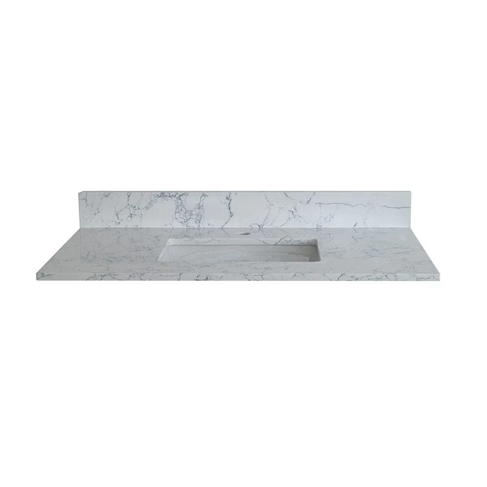 43"x 22" bathroom stone vanity top with undermount ceramic sink and single faucet hole