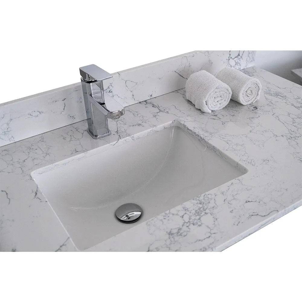 43"x 22" bathroom stone vanity top with undermount ceramic sink and single faucet hole