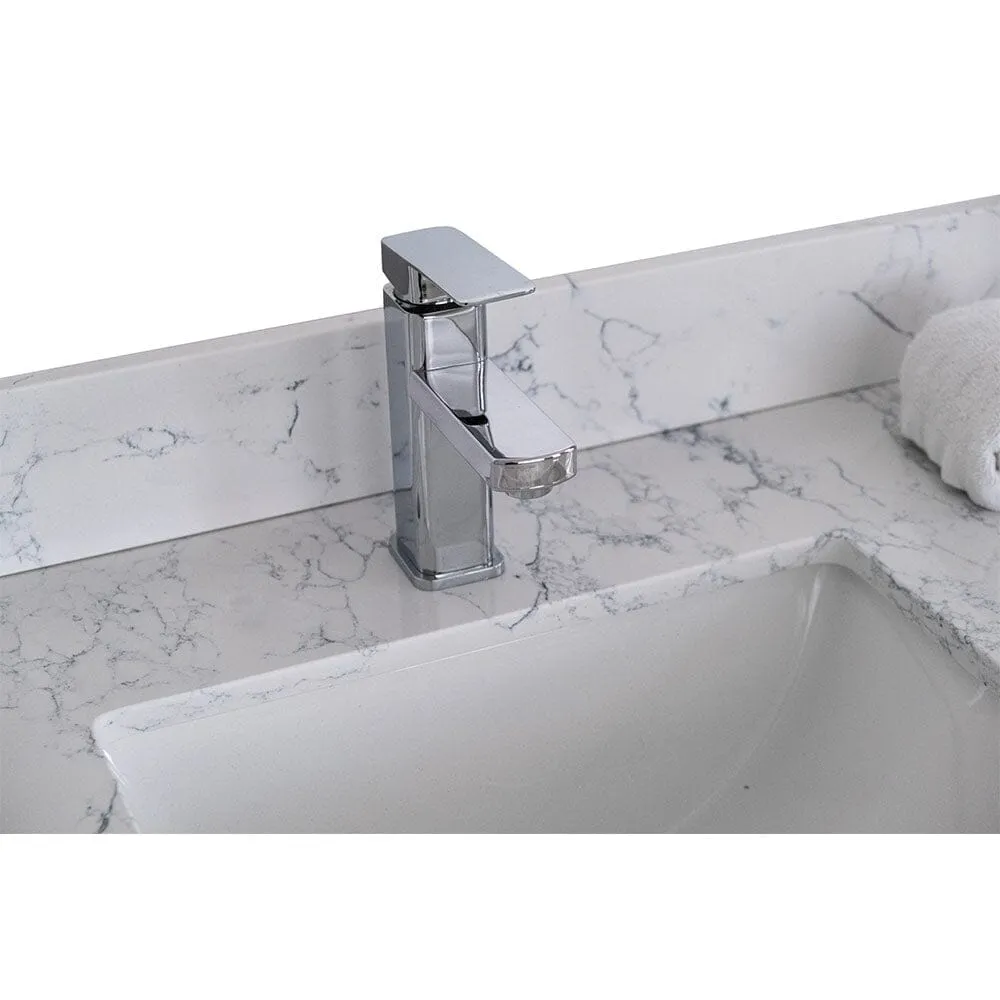 43"x 22" bathroom stone vanity top with undermount ceramic sink and single faucet hole