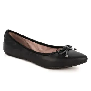 ANNIE Ballet Flat Shoes - Black Burnished Calf