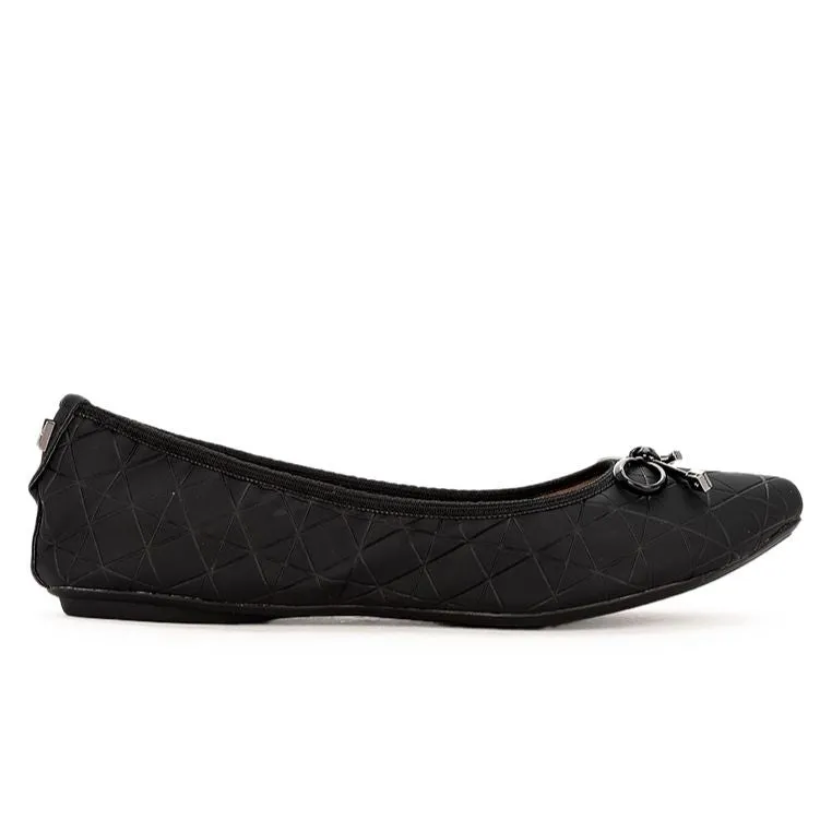 ANNIE Ballet Flat Shoes - Black Rubber