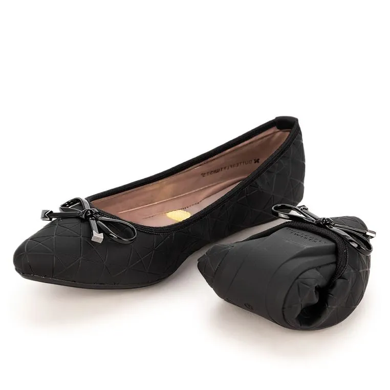 ANNIE Ballet Flat Shoes - Black Rubber