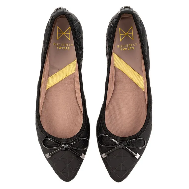 ANNIE Ballet Flat Shoes - Black Rubber