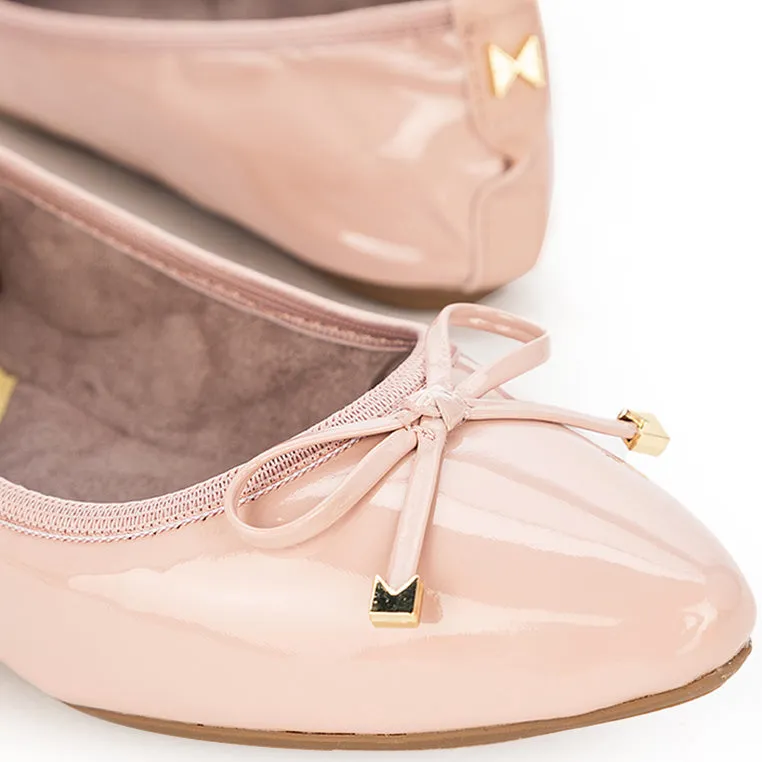 ANNIE Ballet Flat Shoes - Nude Patent