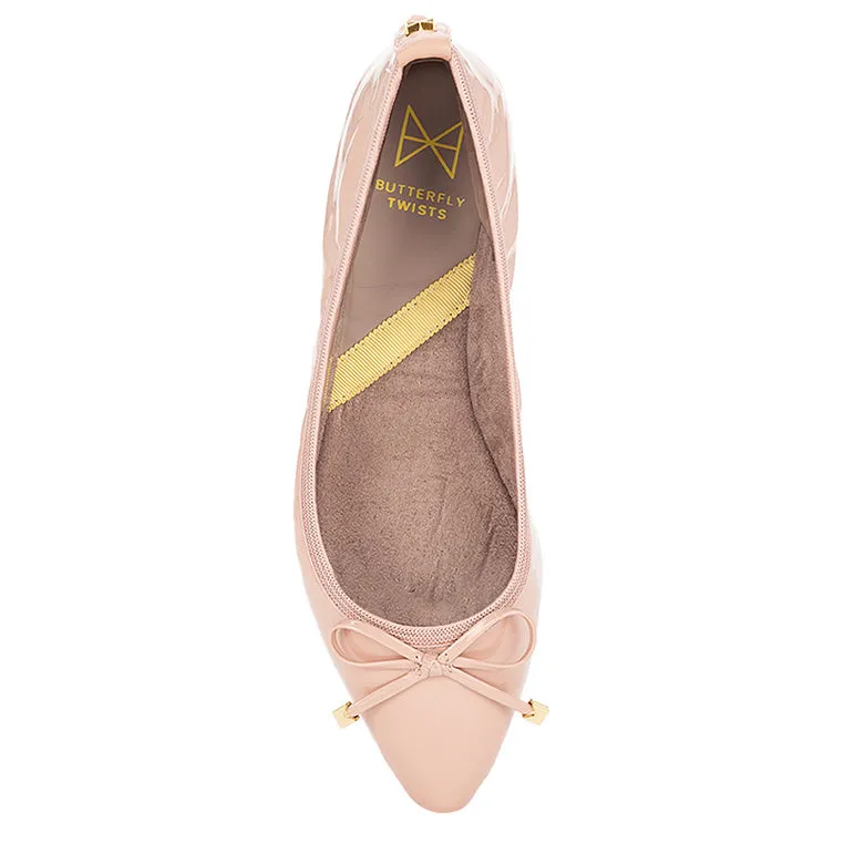 ANNIE Ballet Flat Shoes - Nude Patent