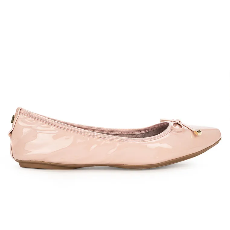 ANNIE Ballet Flat Shoes - Nude Patent