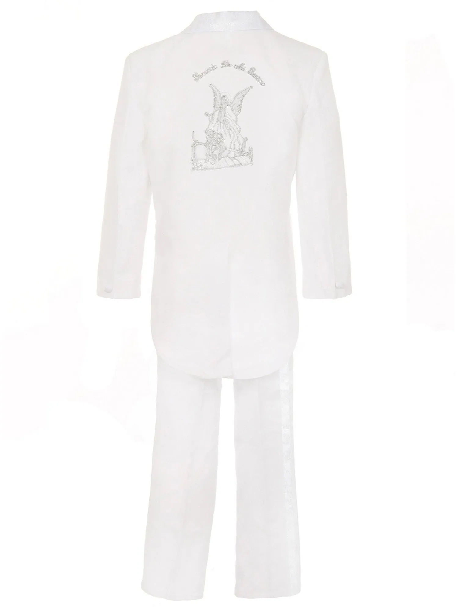 Baby Boys White Guardian Angel Embroidery Baptism Tuxedo Suit 3-24M