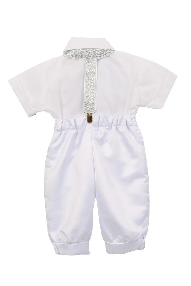 Baby Boys White Satin Shorts Cotton Shirt Baptism Outfit Set 6-12M