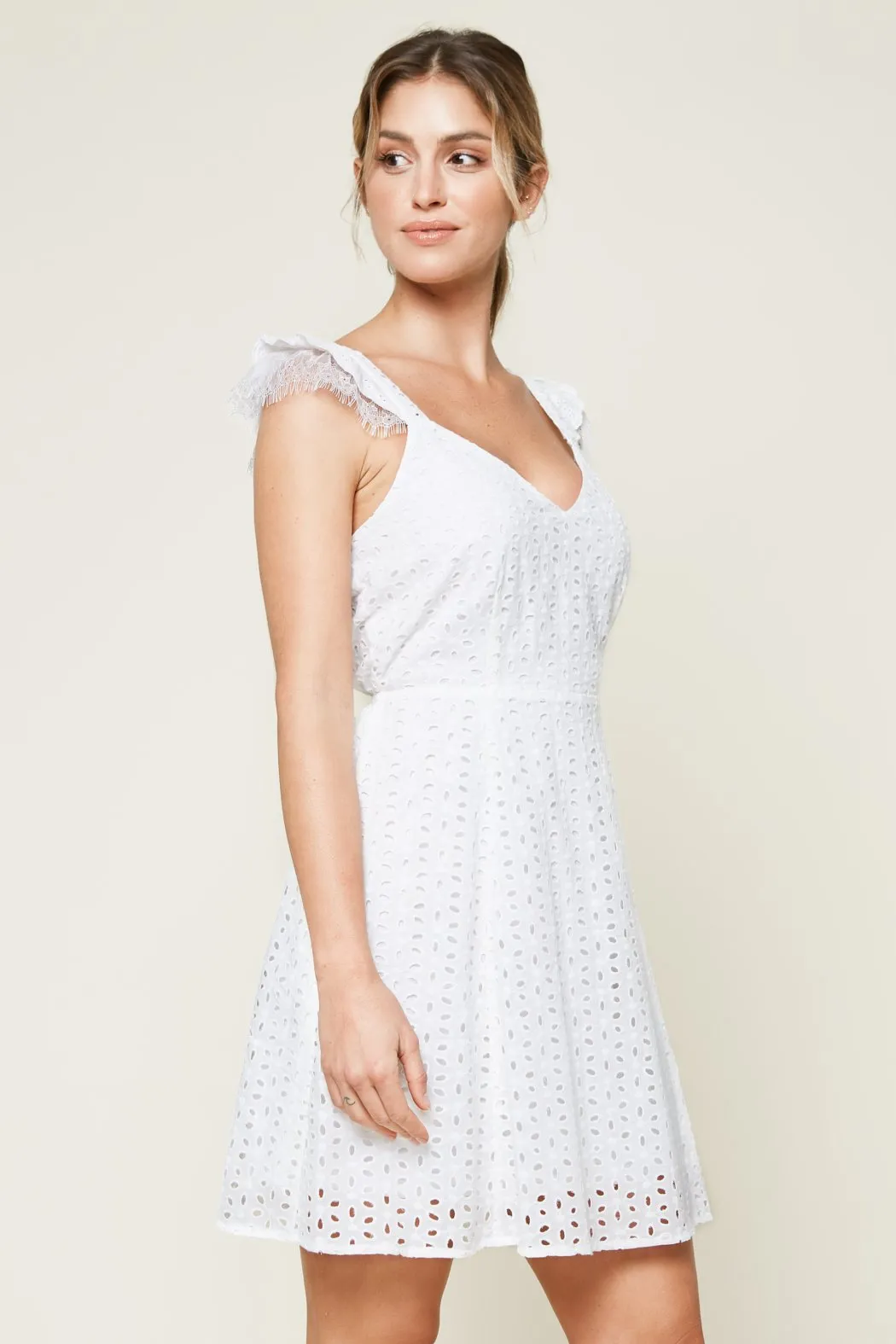 Baby Don't Go Eyelet Mini Dress