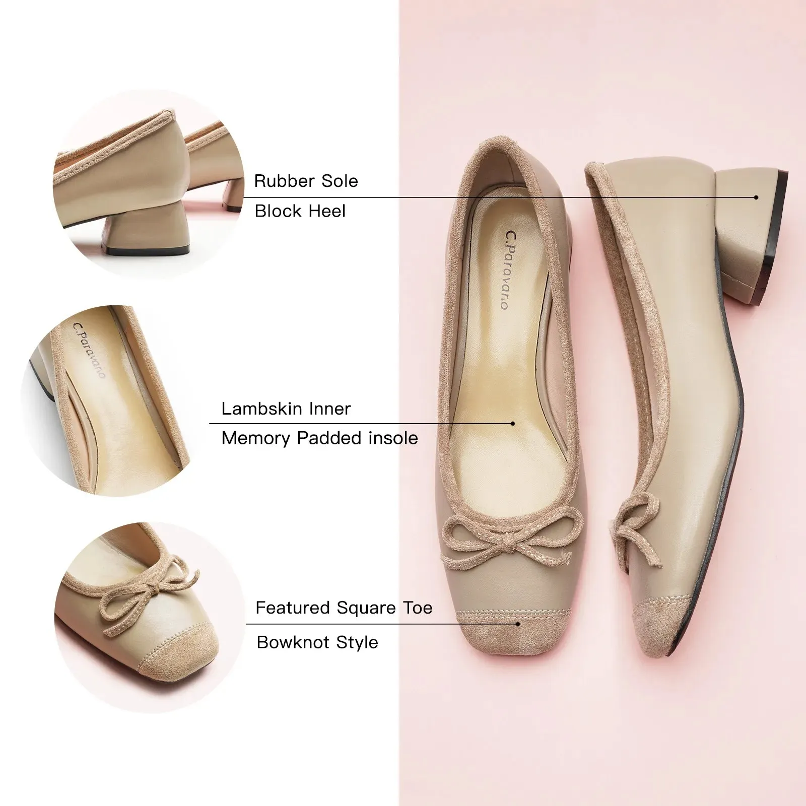 Ballet Block Heel (Nina) Camel