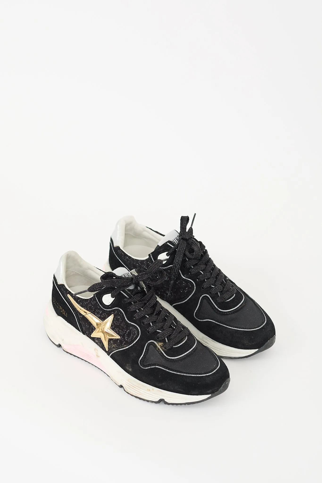 Black Sparkle Suede Running Sole Sneaker