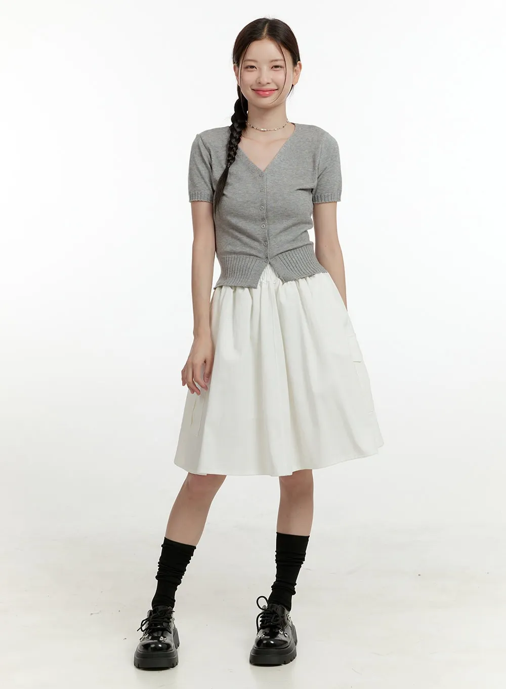 Cargo Chic Cotton Midi Skirt OL424