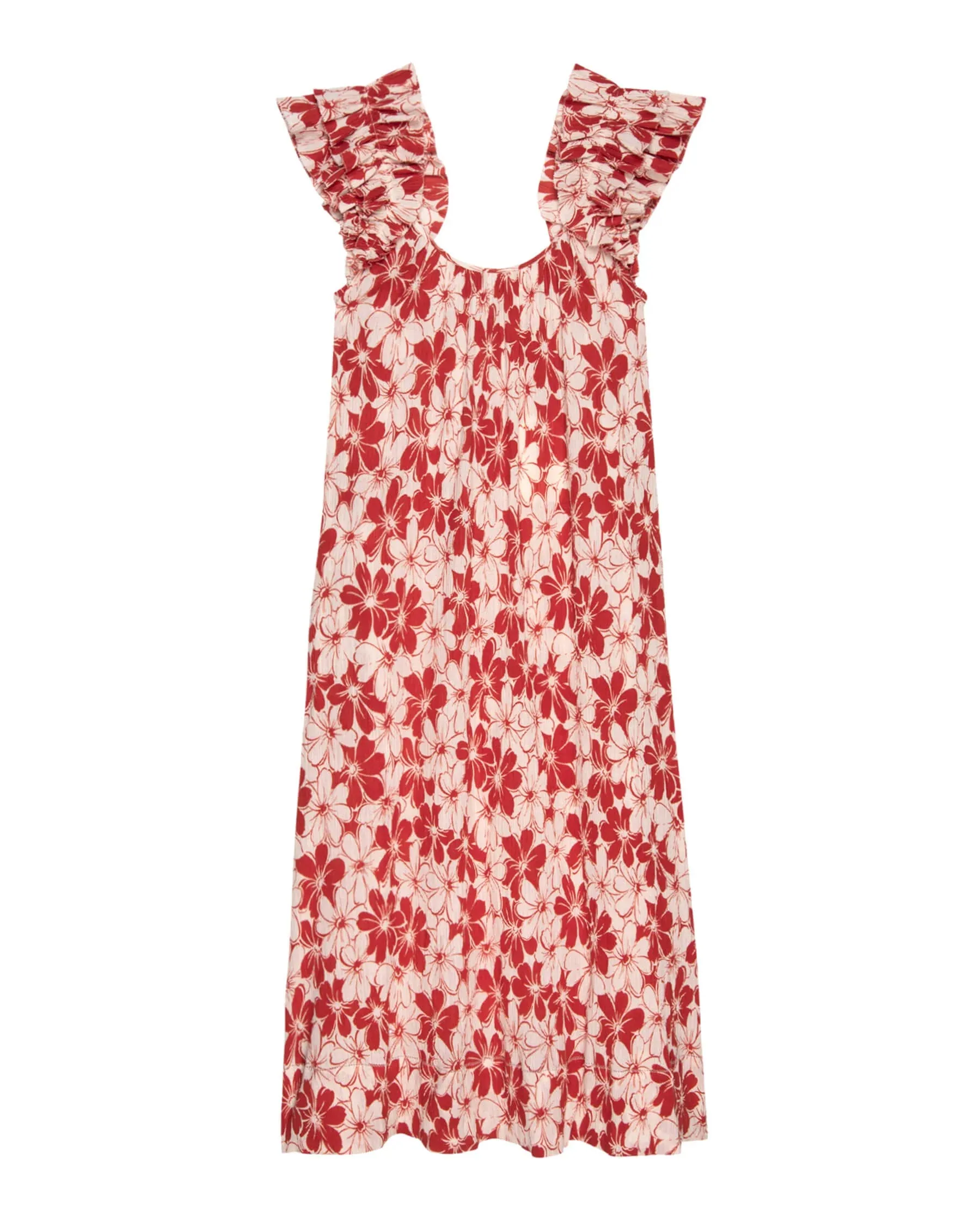 Cascade Dress ~ Burnt Red Hibiscus