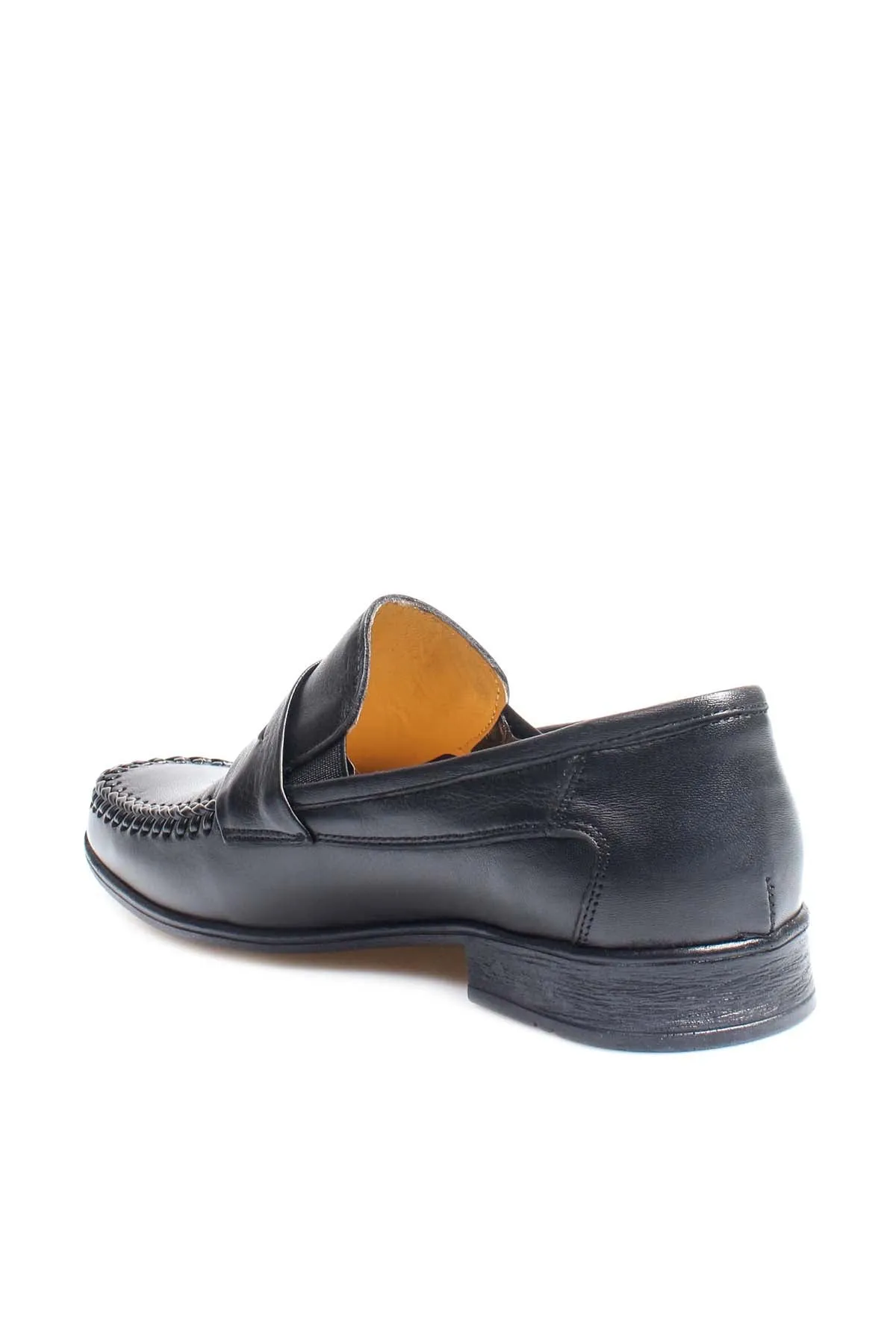 Classic Black Leather Penny Loafers-Wessi