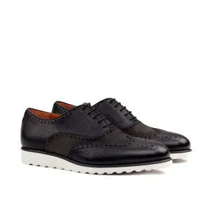 DapperFam Aeron in Black / Grey Men's Lux Suede & Italian Full Grain Leather Full Brogue