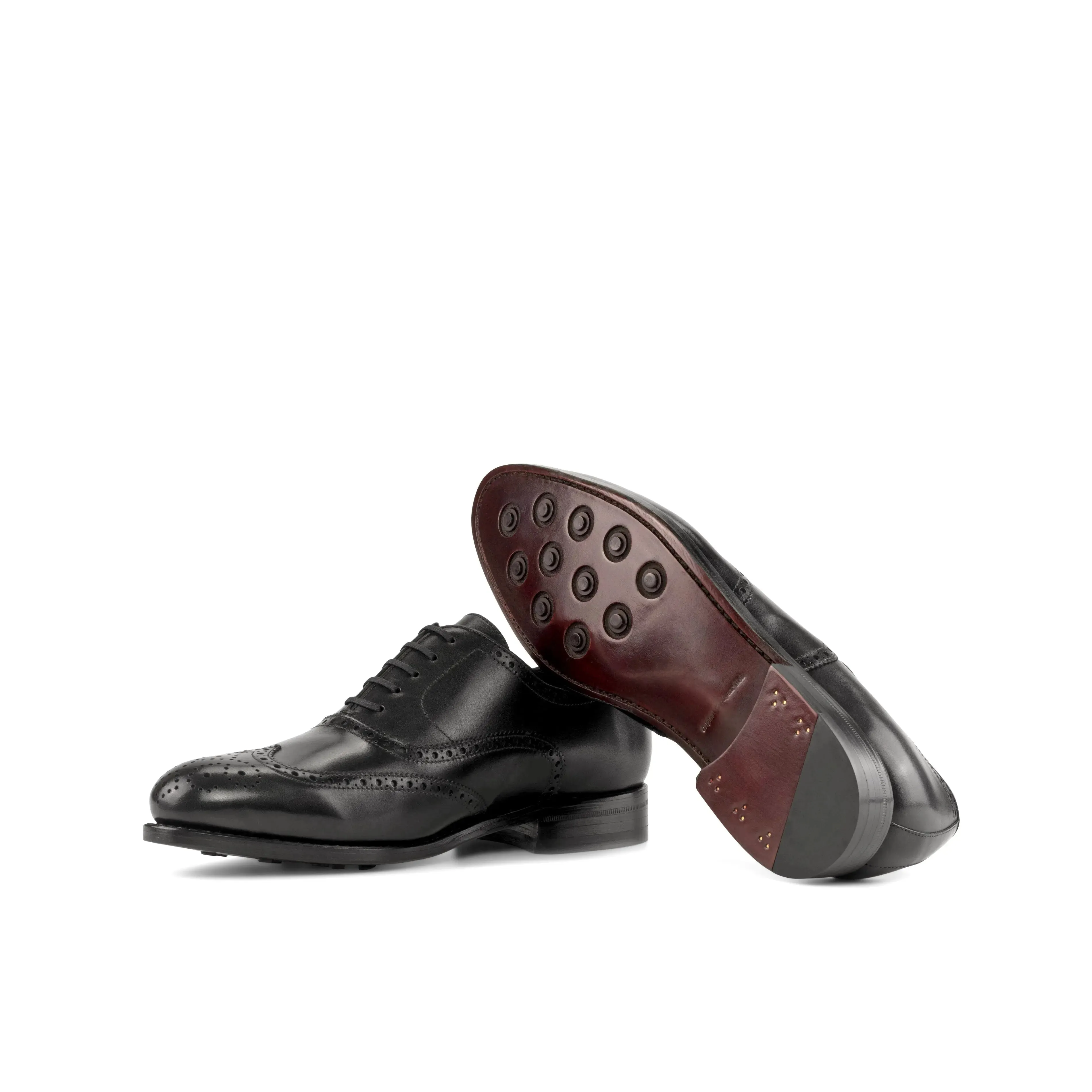 DapperFam Aeron in Black Men's Italian Leather Full Brogue