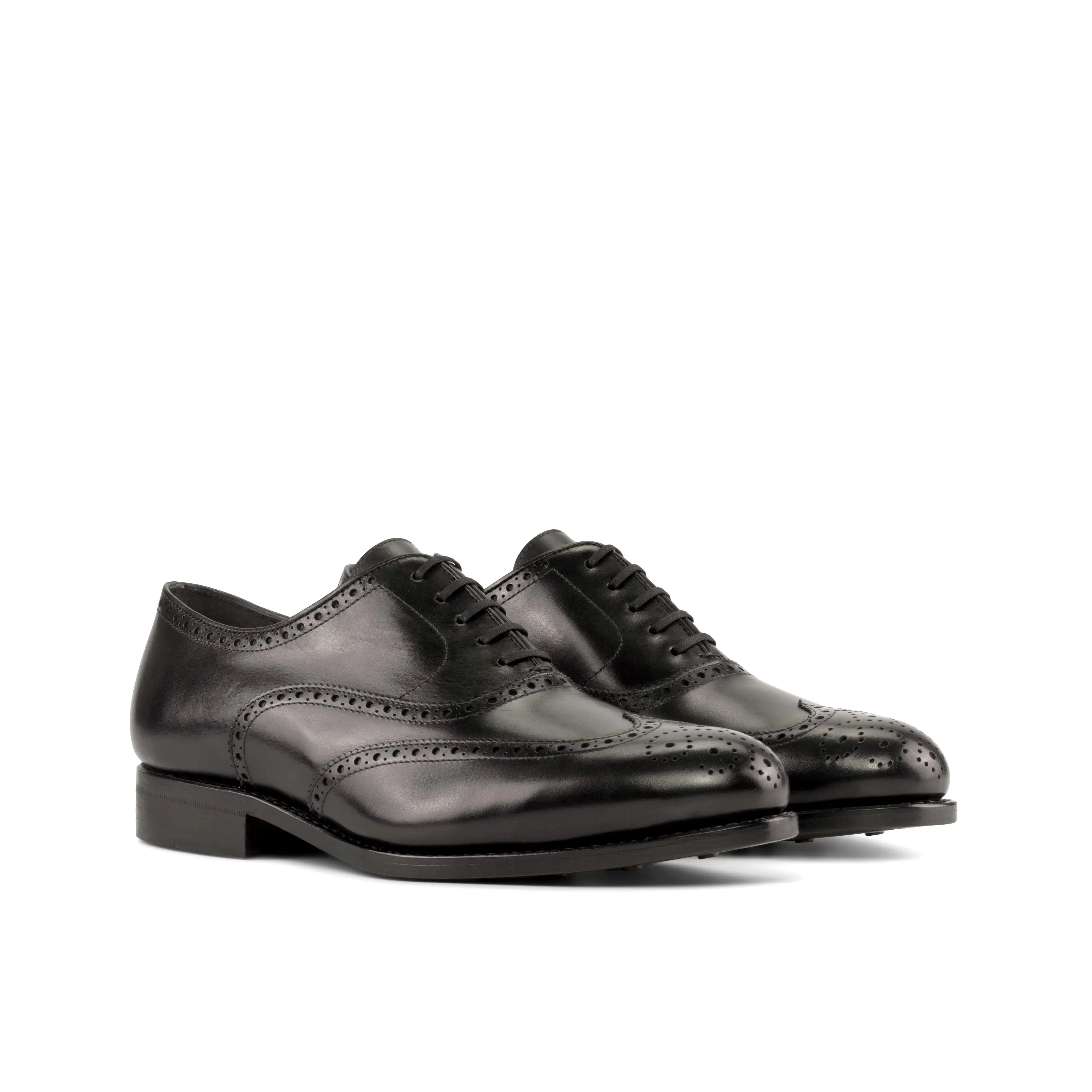 DapperFam Aeron in Black Men's Italian Leather Full Brogue