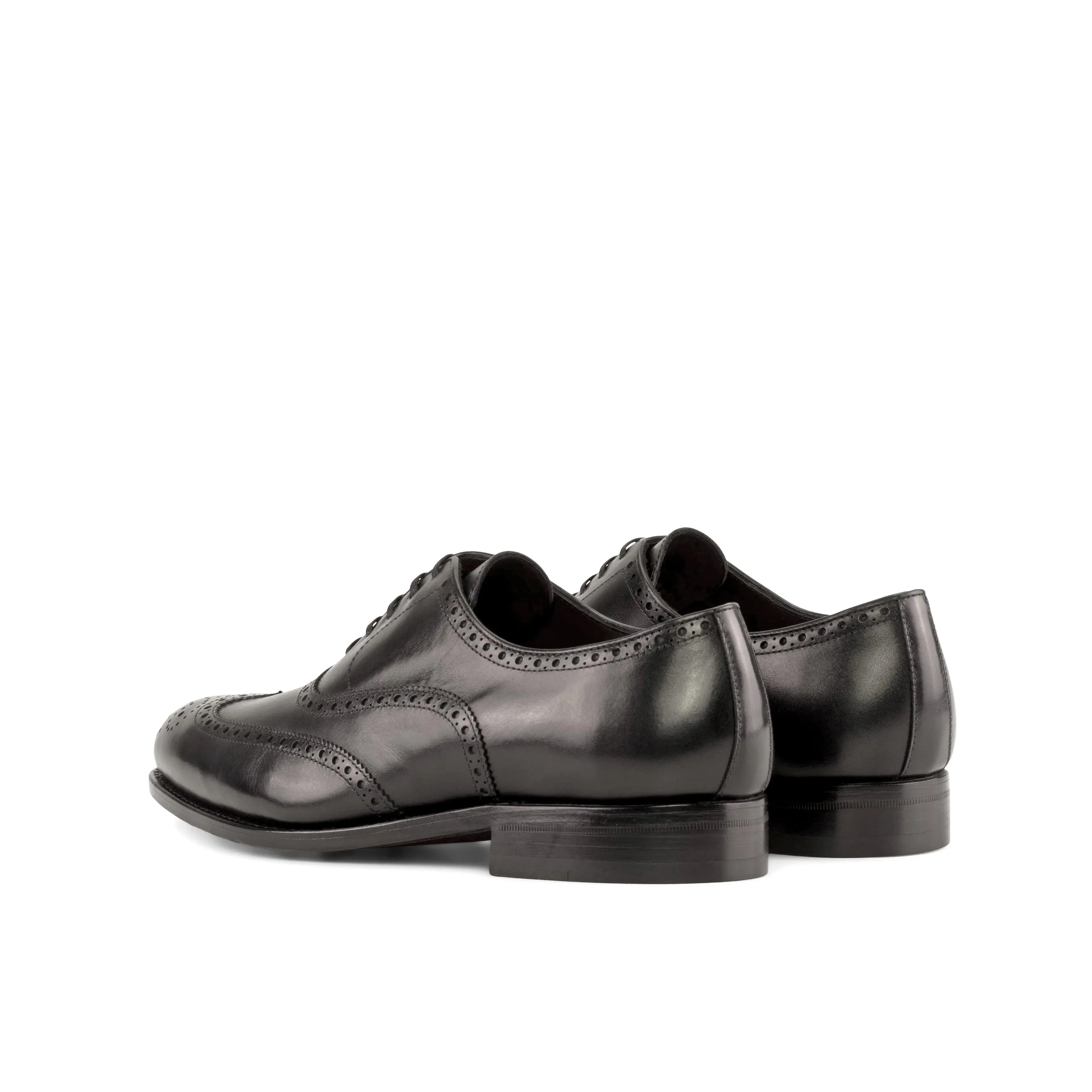 DapperFam Aeron in Black Men's Italian Leather Full Brogue