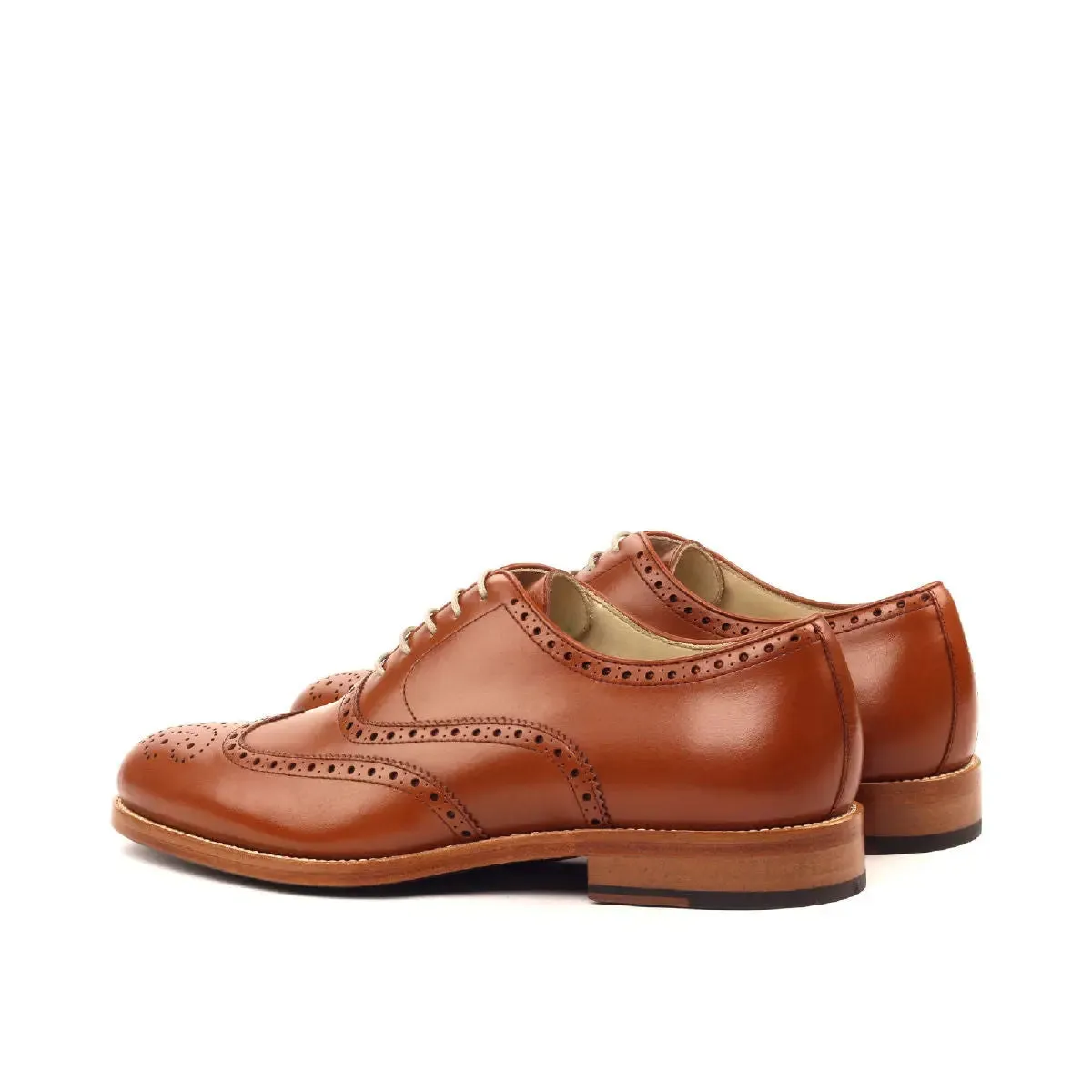 DapperFam Aeron in Cognac Men's Italian Leather Full Brogue