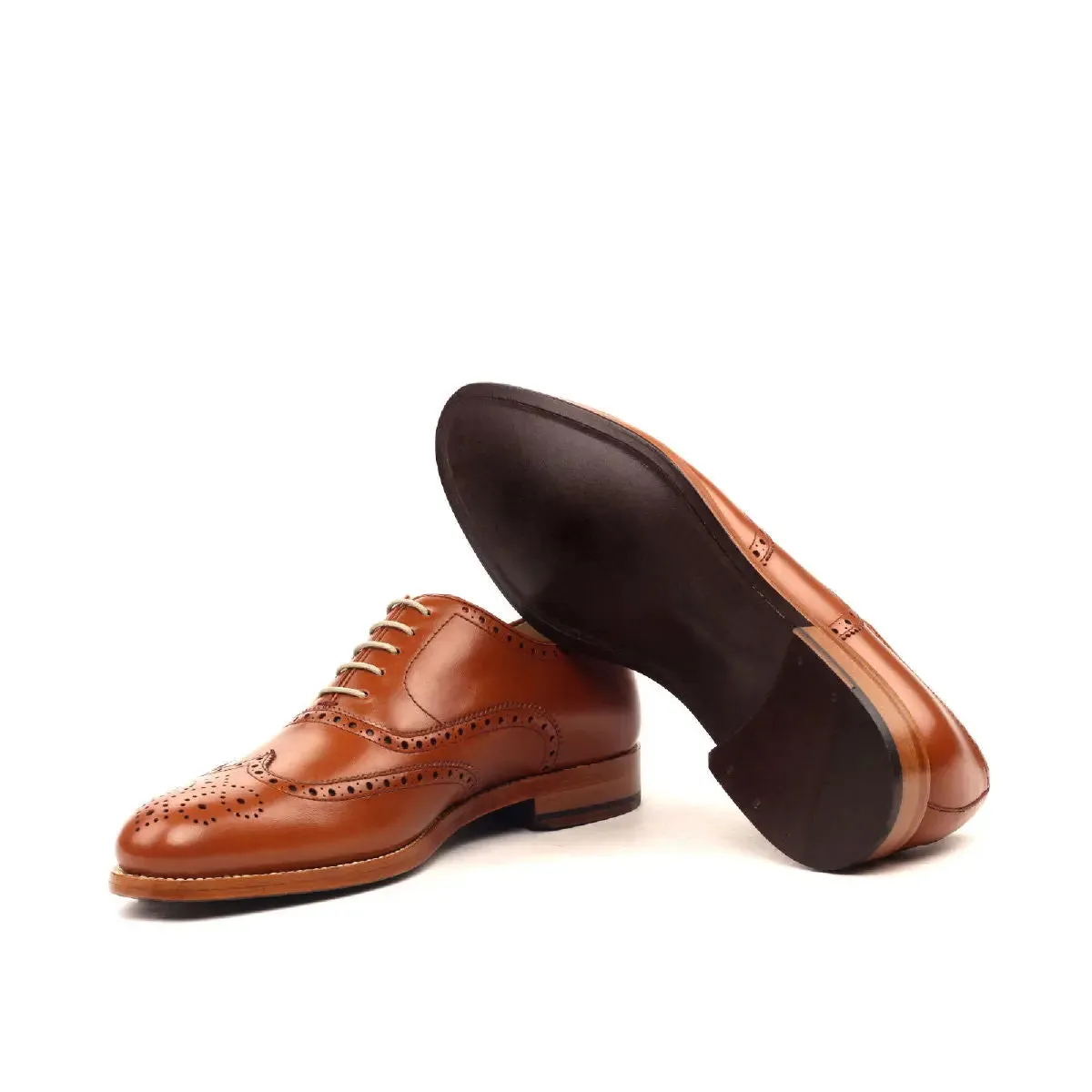 DapperFam Aeron in Cognac Men's Italian Leather Full Brogue