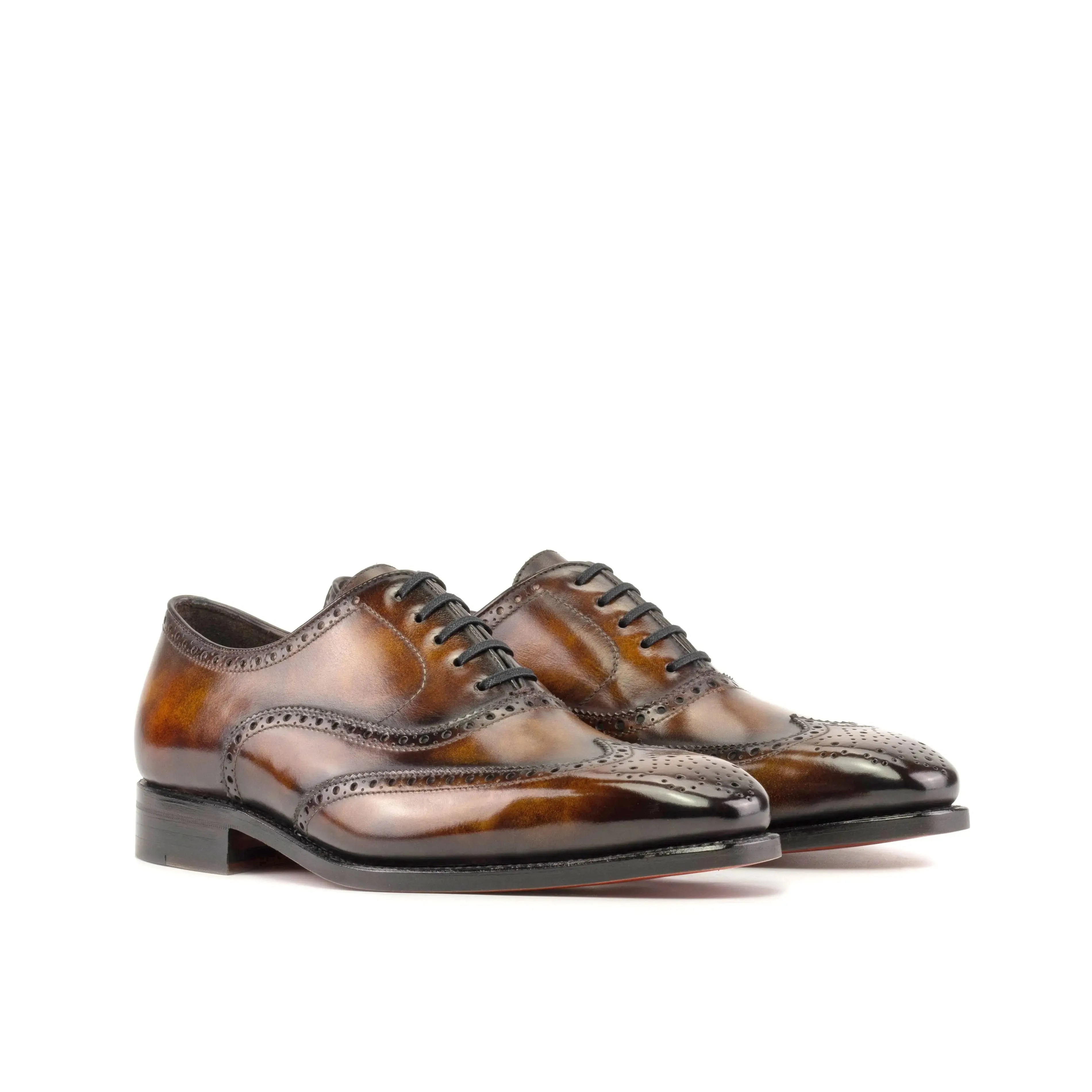 DapperFam Aeron in Fire Men's Hand-Painted Patina Full Brogue