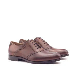 DapperFam Fabrizio in Dark Brown / Med Brown Men's Italian Leather Saddle