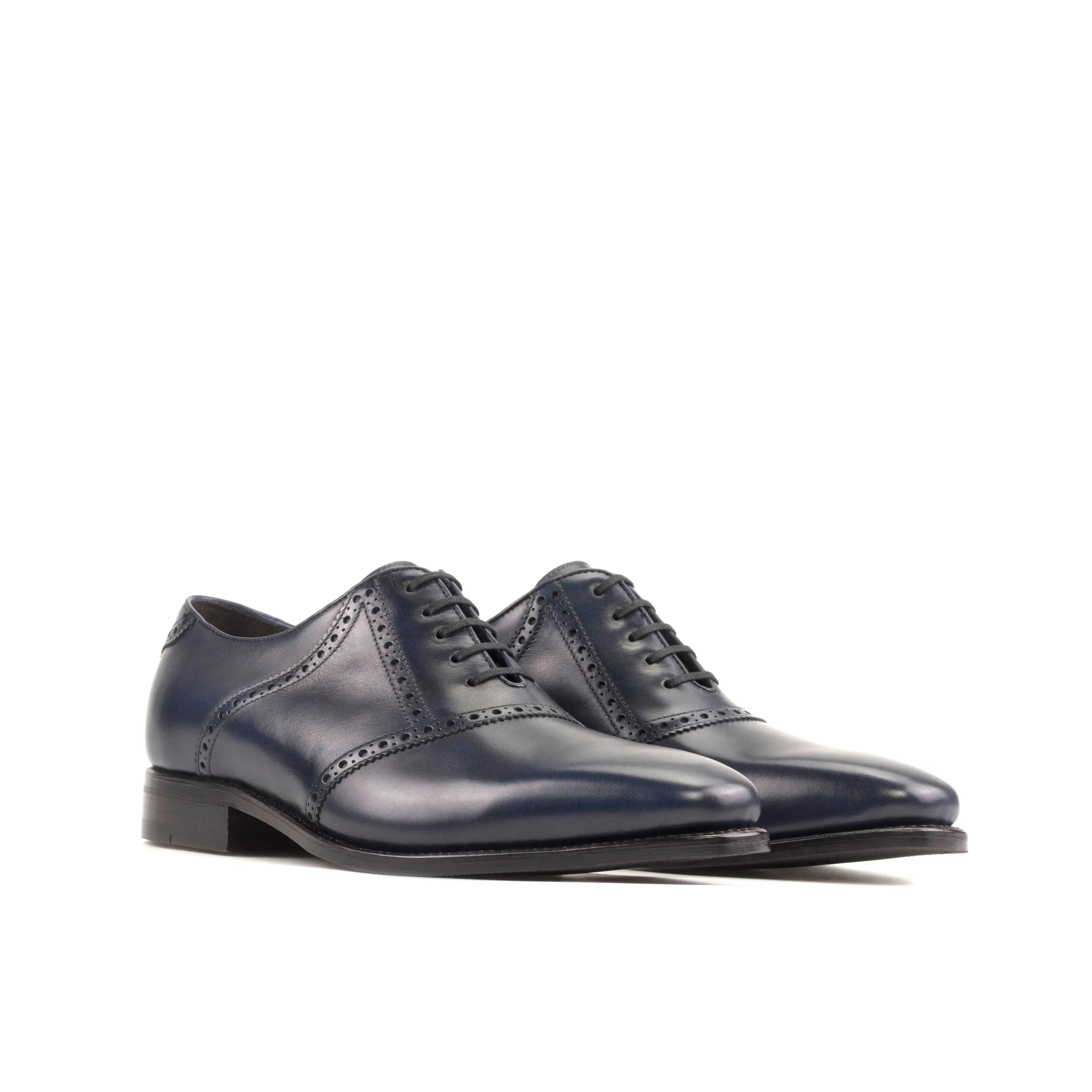 DapperFam Fabrizio in Navy Men's Italian Leather Saddle