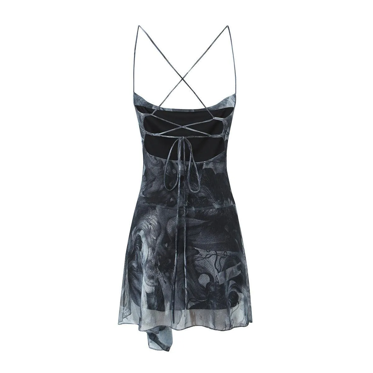 Dark Floral Asymmetrical Cami Dress