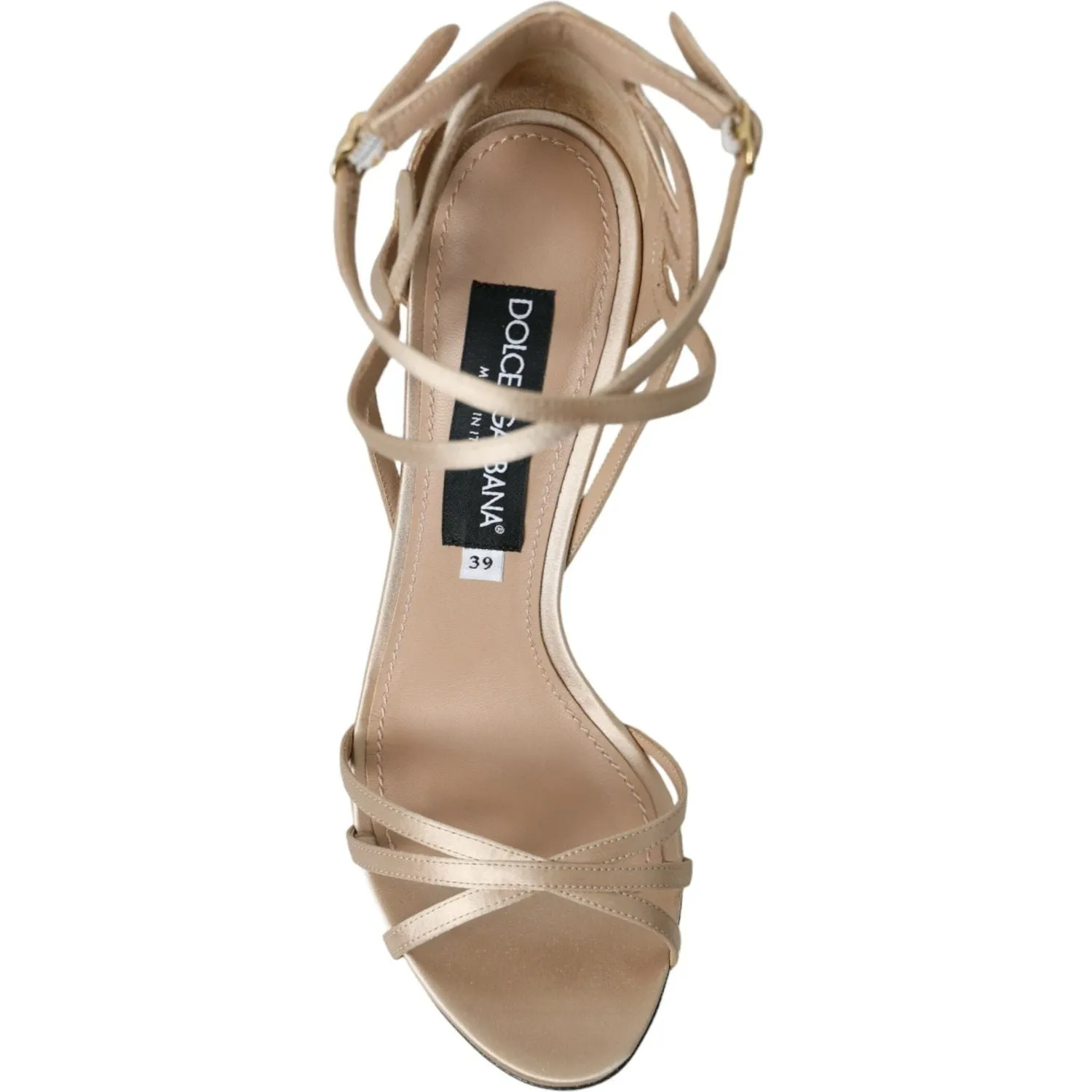 Dolce & Gabbana Beige Leather Strappy Heels Sandals Shoes