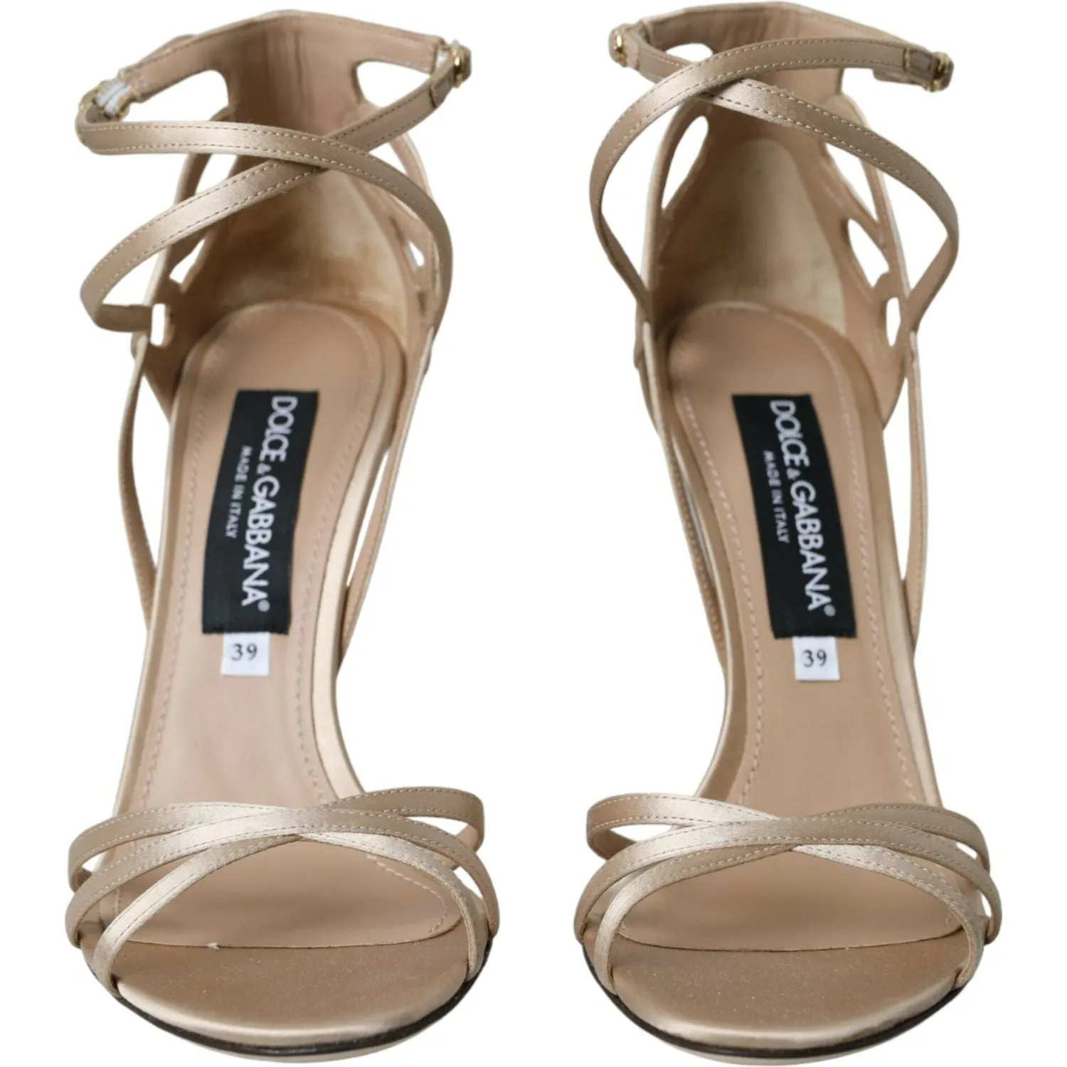 Dolce & Gabbana Beige Leather Strappy Heels Sandals Shoes