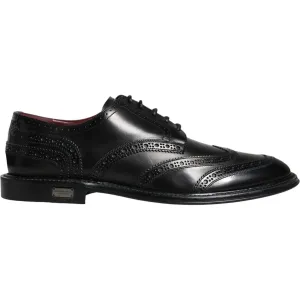 Dolce & Gabbana Black Leather Oxford Wingtip Formal Shoes