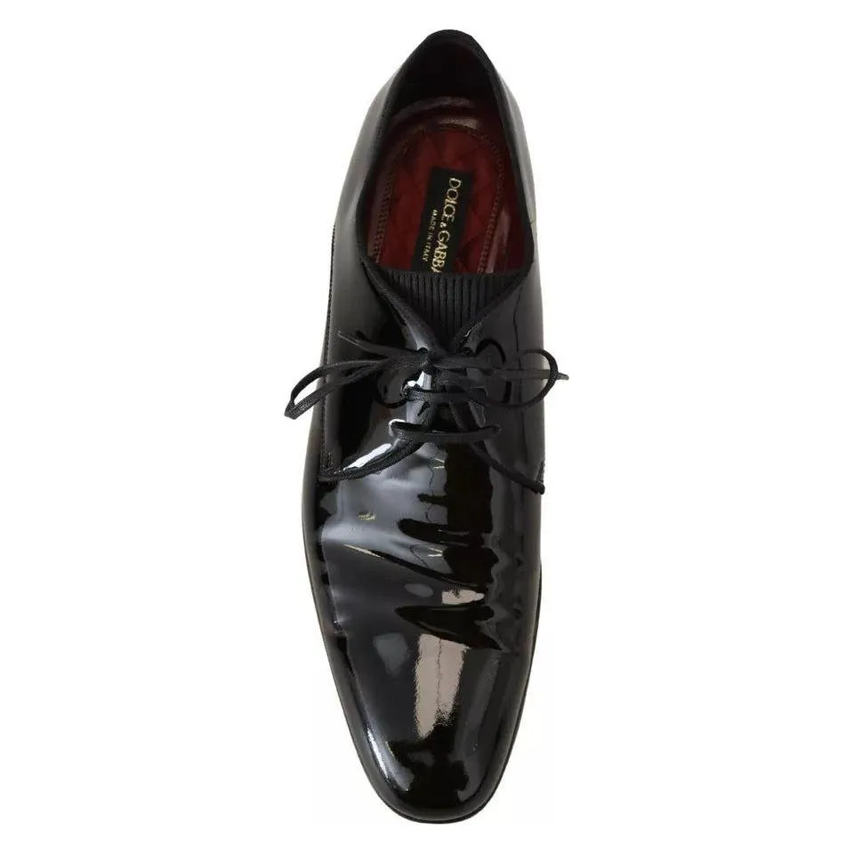 Dolce & Gabbana Black Patent Leather Derby Dress Shoes