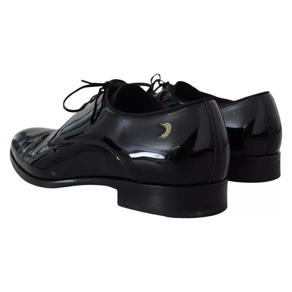 Dolce & Gabbana Black Patent Leather Derby Dress Shoes