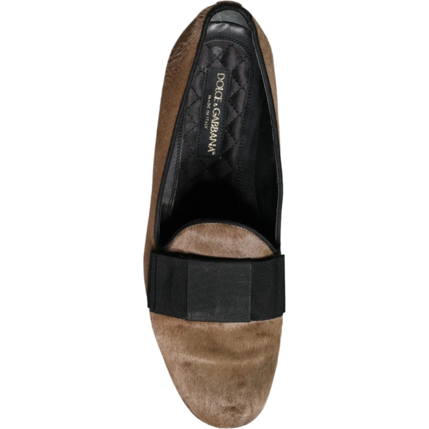 Dolce & Gabbana Brown Calf Hair Leather Loafers Formal Dress Shoes