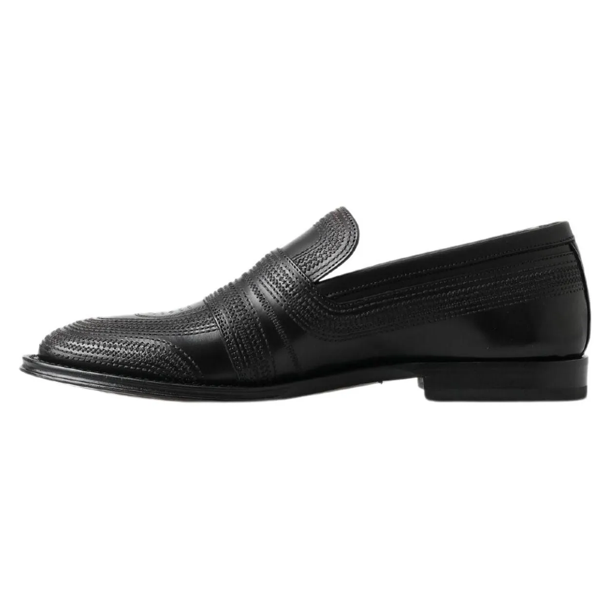 Dolce & Gabbana Elegant Black Leather Slipper Loafers