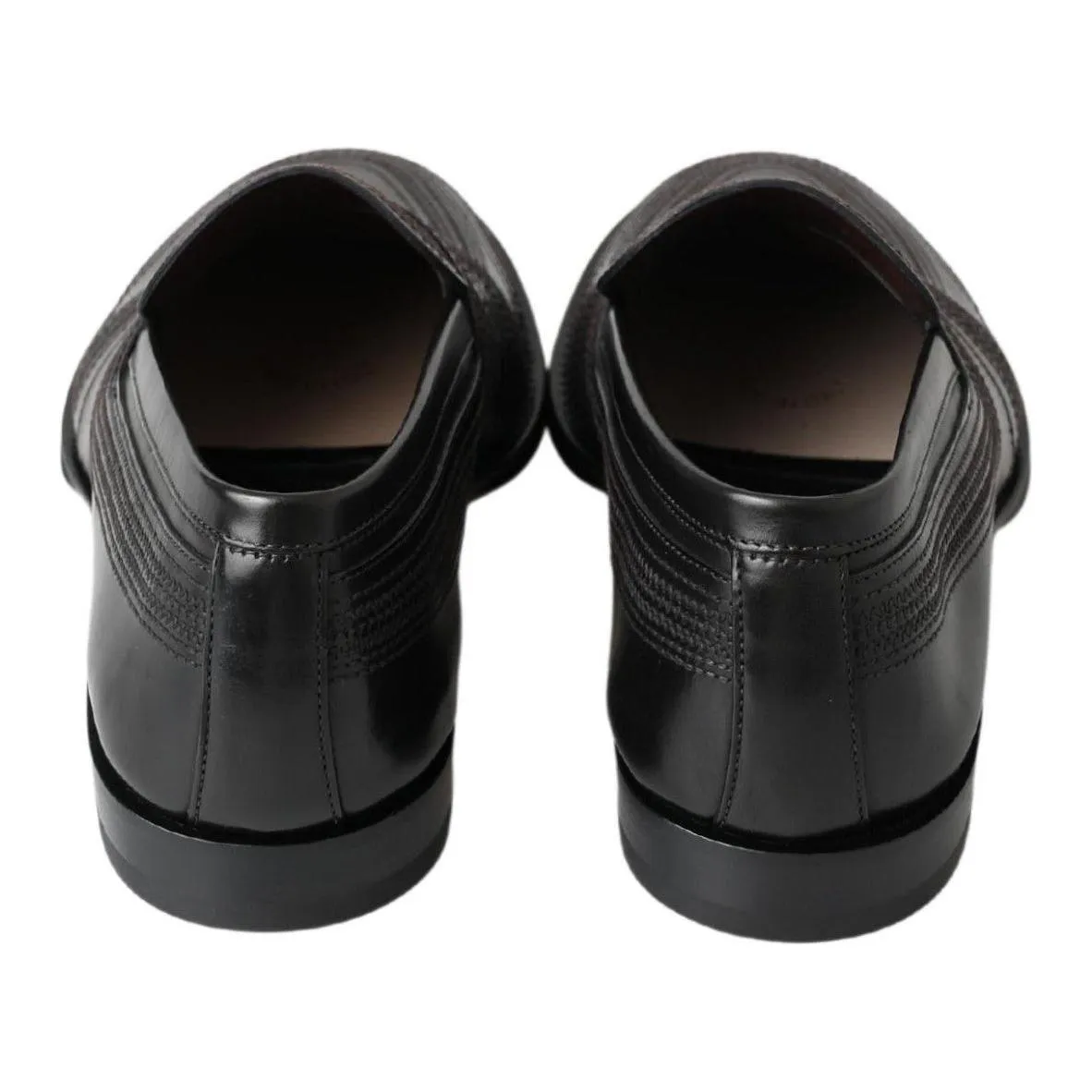 Dolce & Gabbana Elegant Black Leather Slipper Loafers