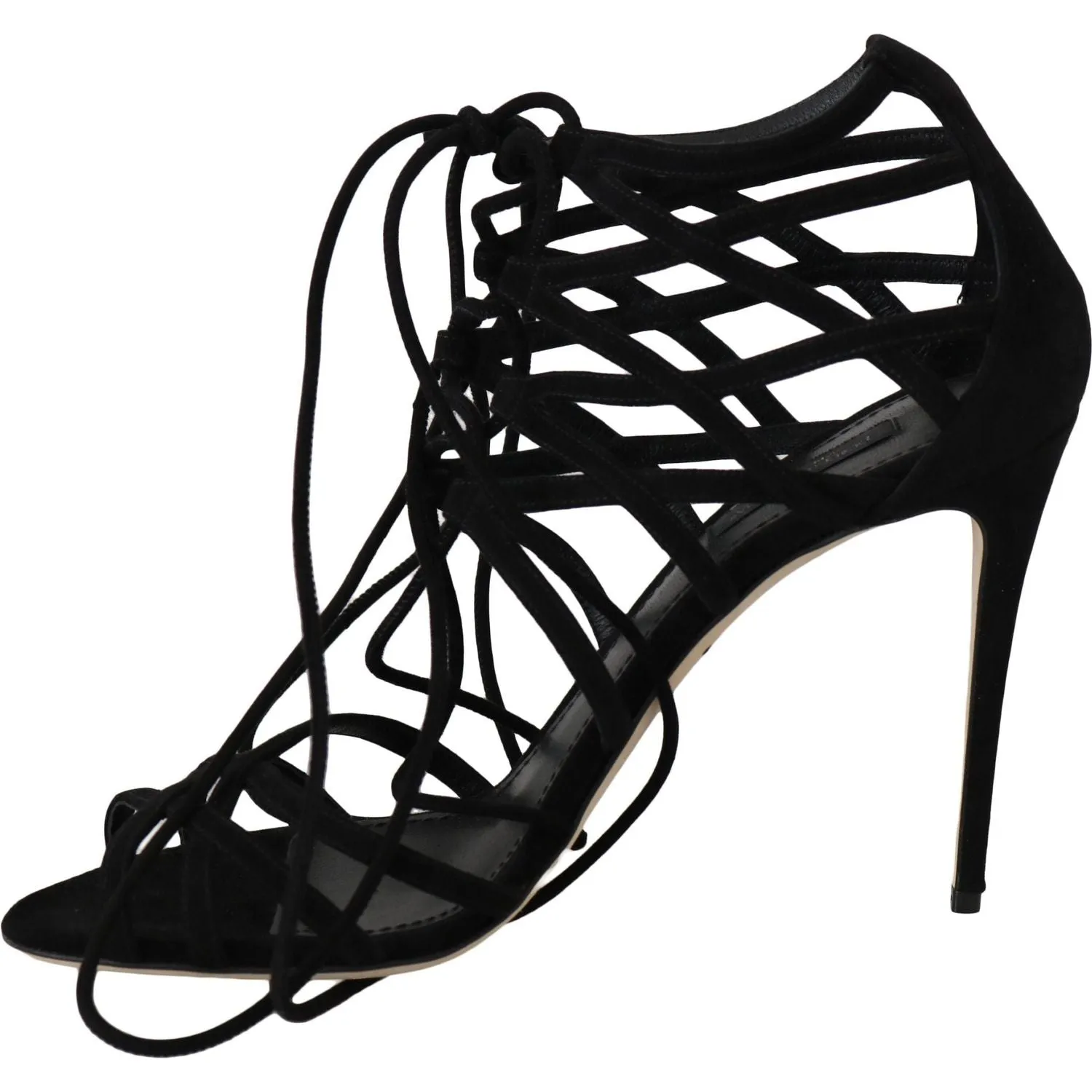 Dolce & Gabbana Elegant Black Suede Gladiator Stilettos