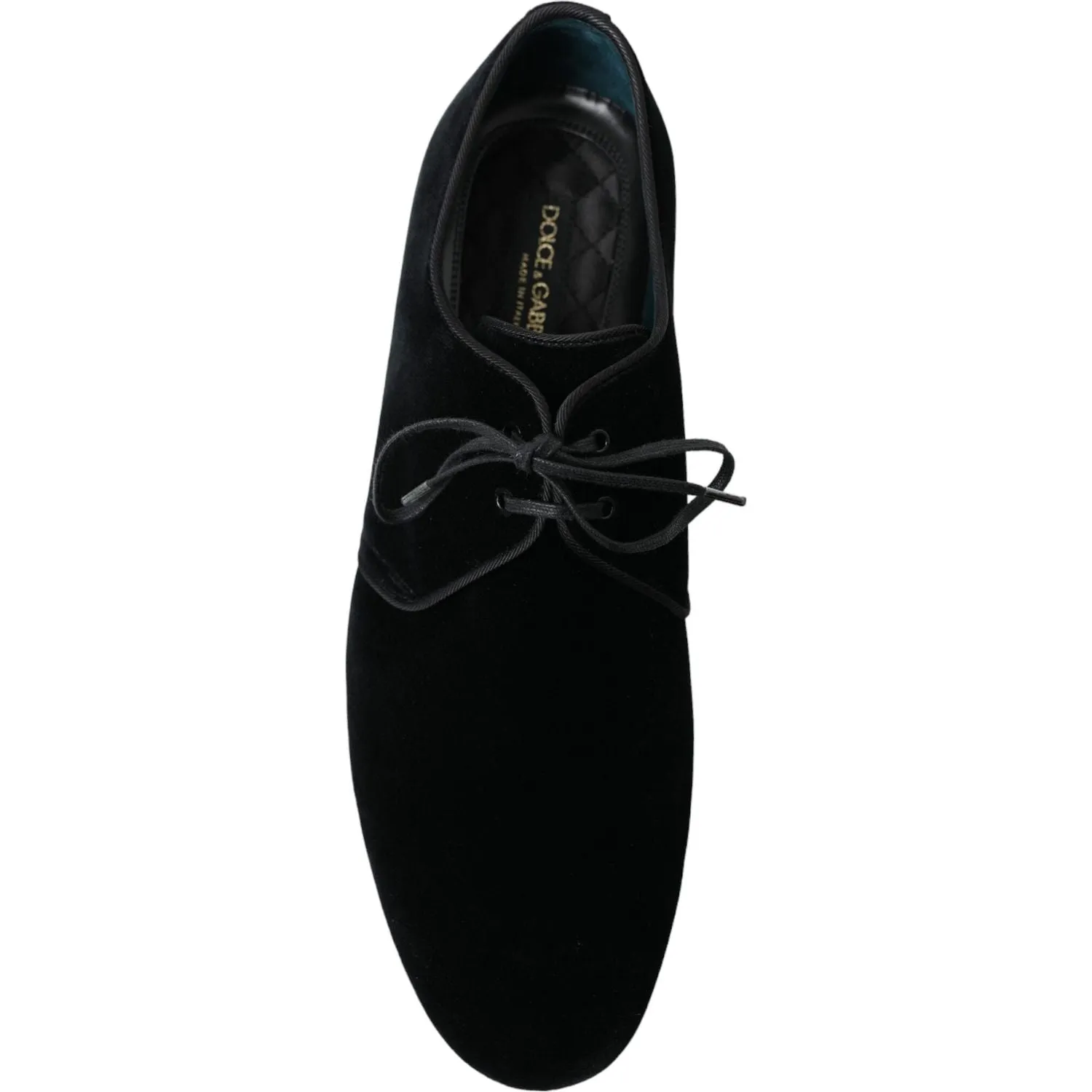 Dolce & Gabbana Elegant Black Velvet Derby Dress Shoes