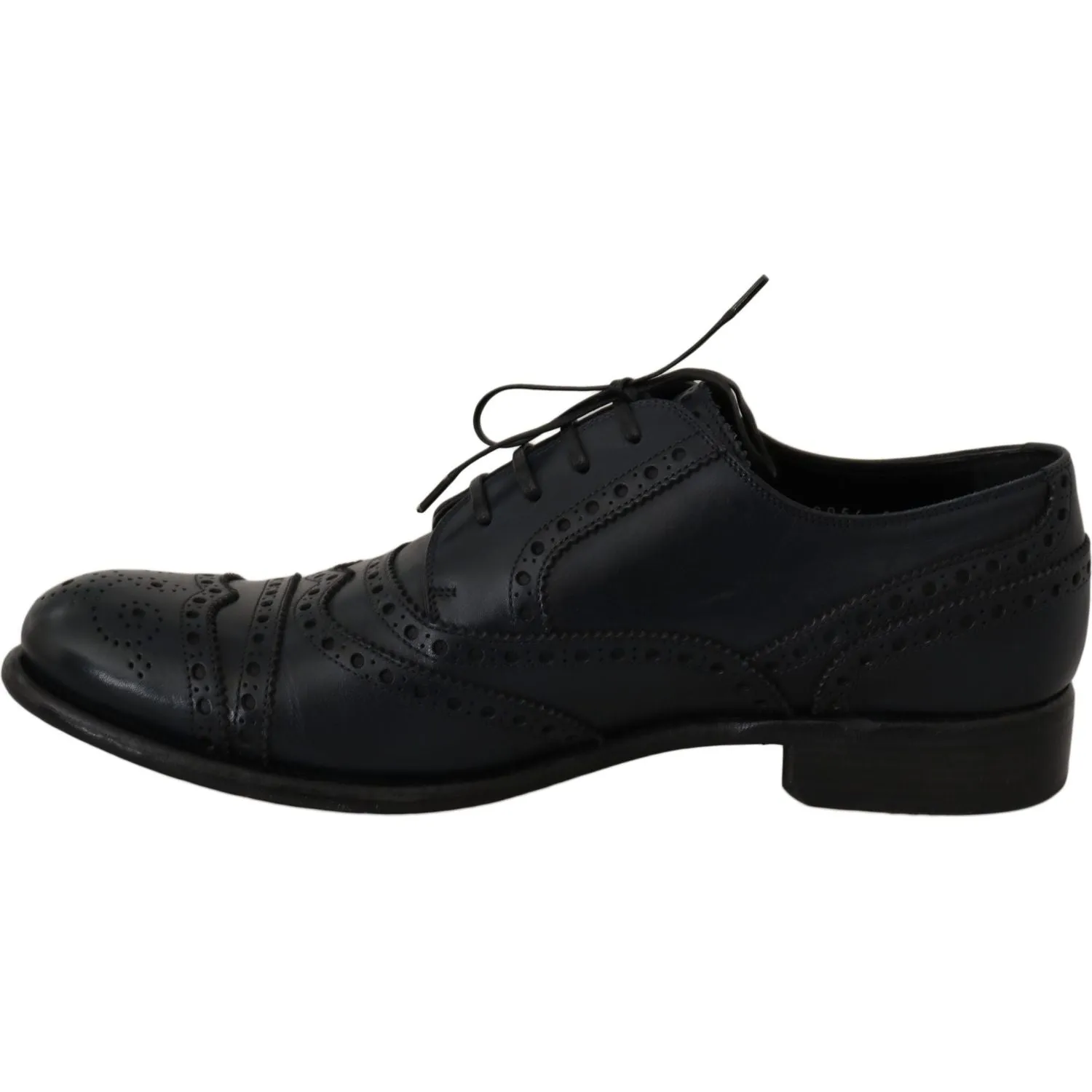 Dolce & Gabbana Elegant Blue Leather Wingtip Derby Shoes