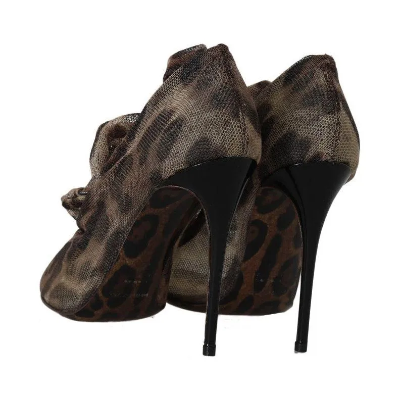 Dolce & Gabbana Elegant Leopard Print Sock Pumps Heels