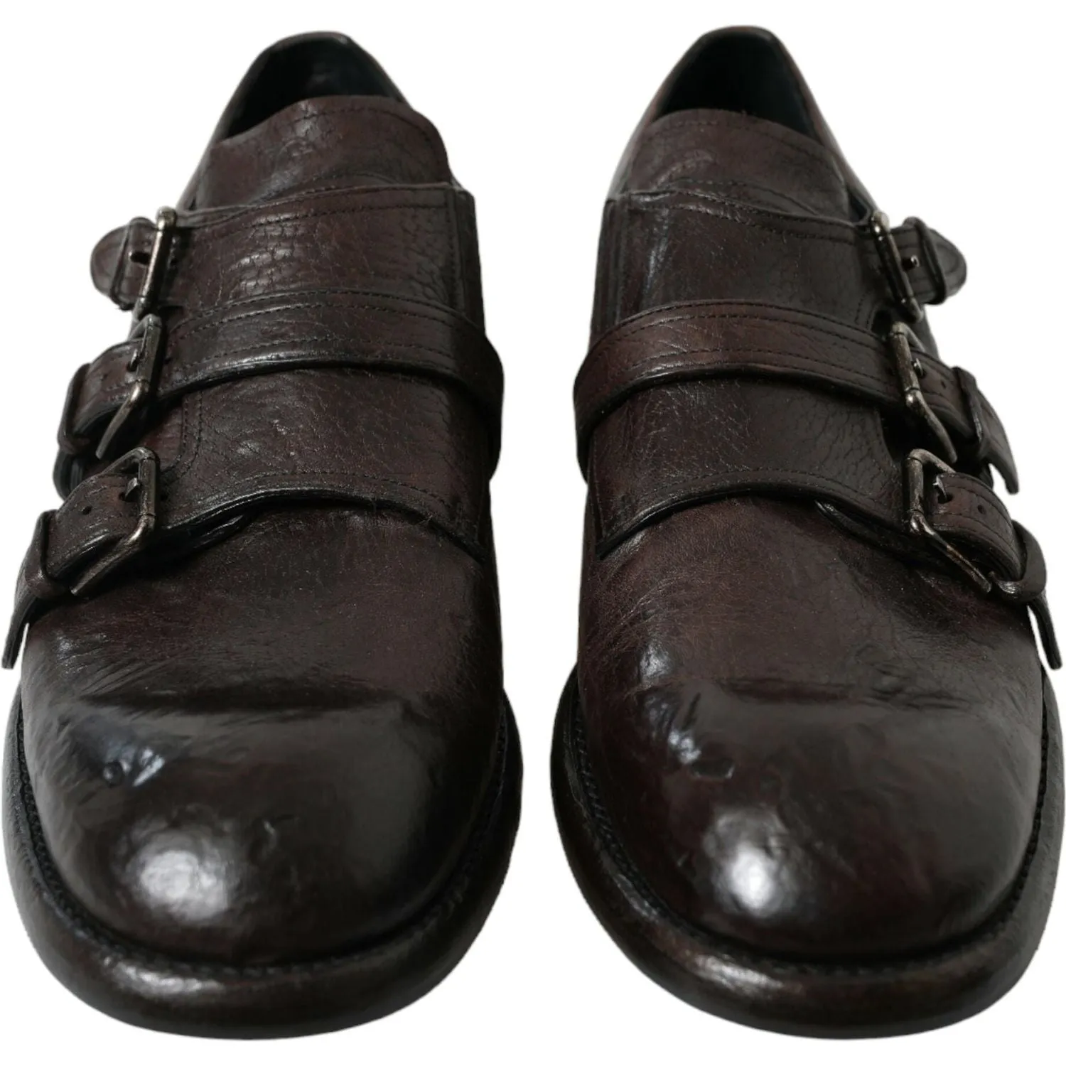 Dolce & Gabbana Elegant Triple Buckle Leather Dress Shoes