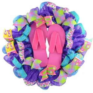 Flip Flop Summer Door Wreath | Purple Pink Turquoise