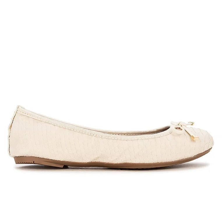 FRANKIE Ballet Flat Shoes - Ivory Python