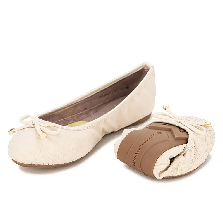 FRANKIE Ballet Flat Shoes - Ivory Python