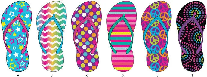 girls assorted printed basic flip flops Case of 72