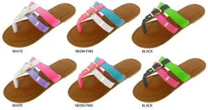 girls multi patent sandals with buckle and studs embellishment Case of 36