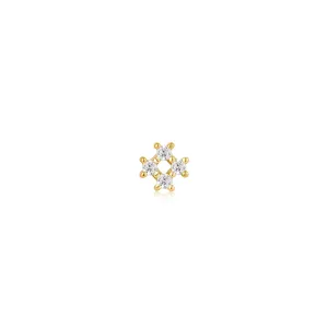 Gold Sparkle Cross Barbell Single Earring