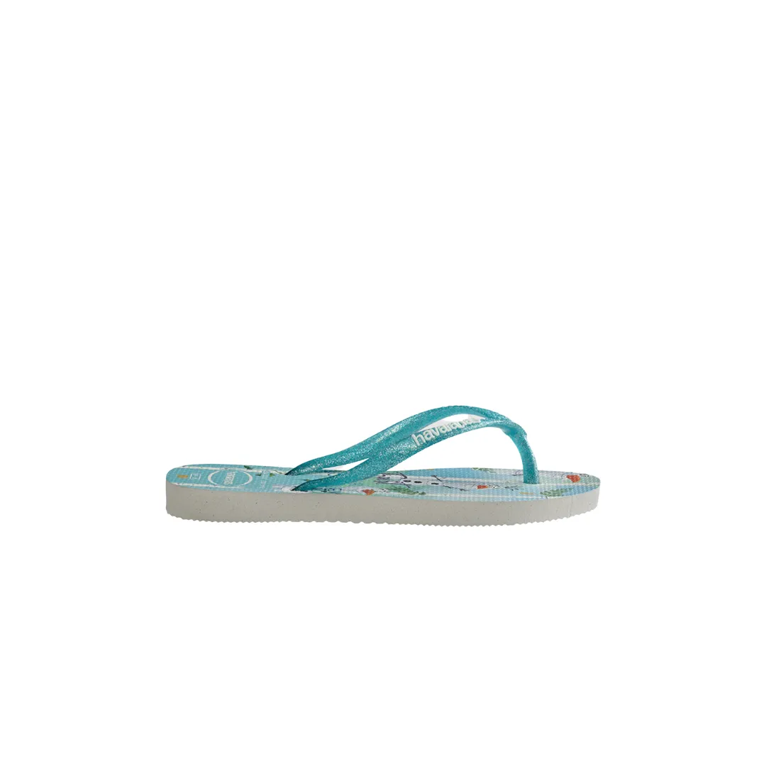 HAVAIANAS KIDS SLIM FROZEN  BRANCO/VERDE-GREEN (Without Box)